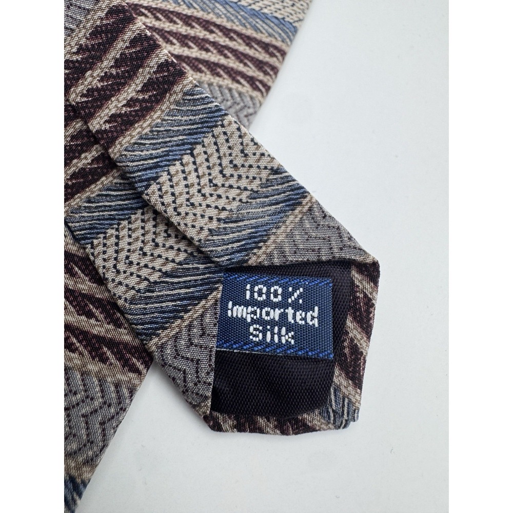 Vintage 1980s Henry Grethel 100% Imported Silk - Striped Herringbone Pattern - Picture 3 of 7